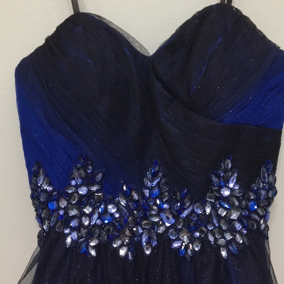 BeeDarlin Midnight Blue Sparkly Short Dress - Picture 3 of 8